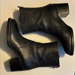 Vince Camuto Textured Black Leather Ankle Boots